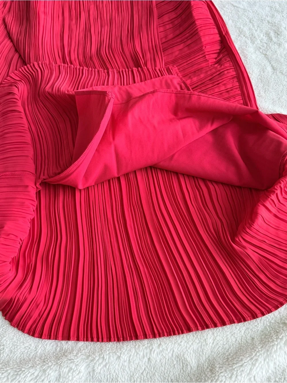 Love Bonito NWOT Sorrel Pleated Foldover Red Midi Skirt S (4)
